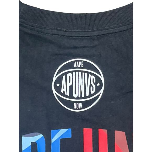 Bape Aape By A Bathing Ape Unvs Universe Tee Shirt Sz Small Black Red Blue Camo - Picture 7 of 8